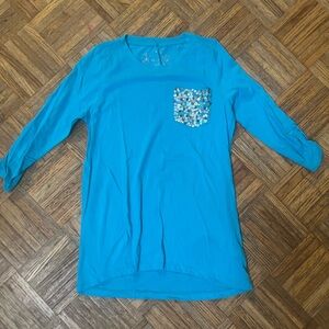 Arizona Jean Company Turquoise Long Sleeve Tee with Sequin Pocket